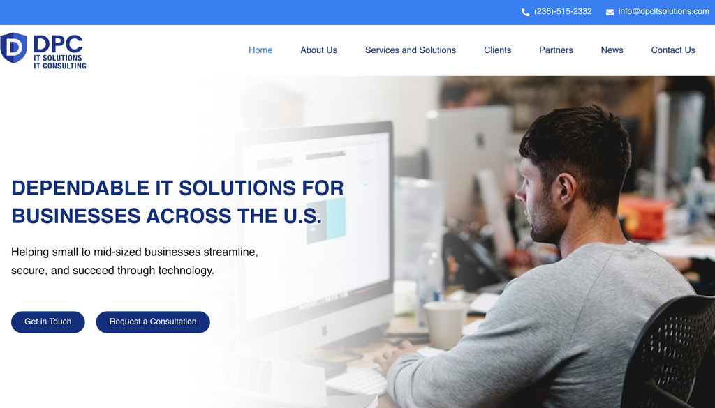 Homepage of DPC IT Solutions