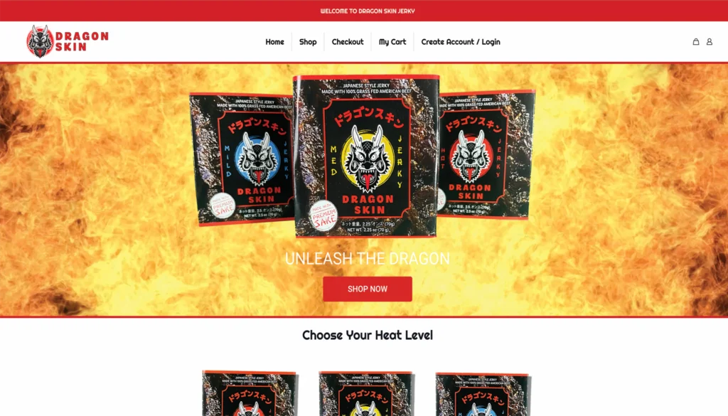 Homepage of Dragon Skin Jerky