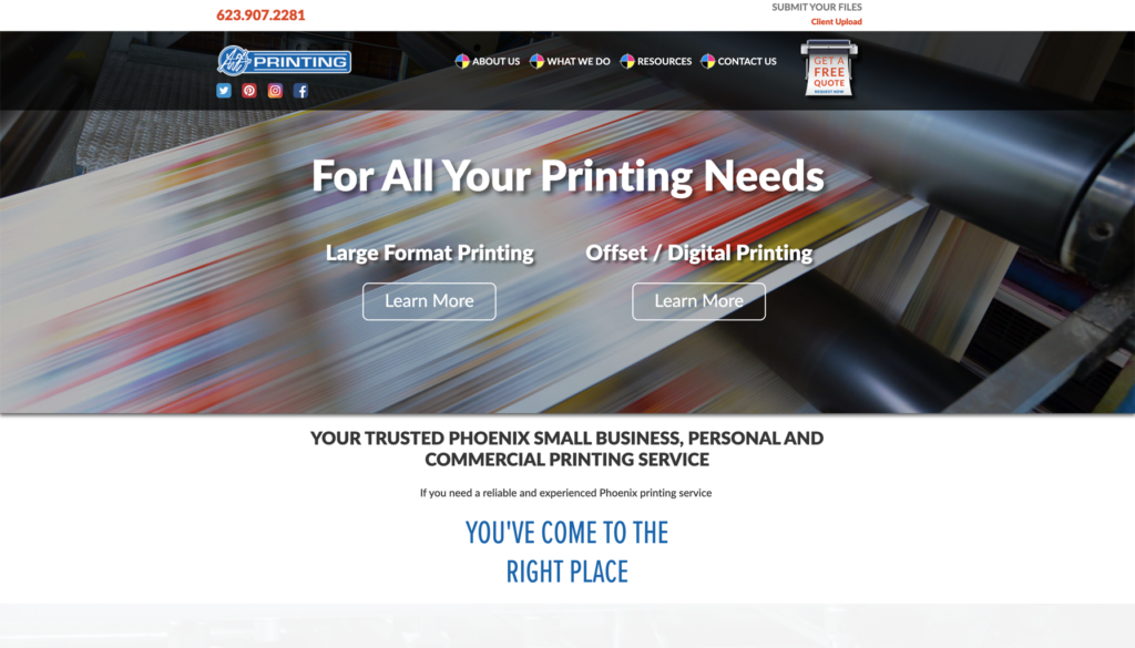 Homepage of L.A. Art & Printing