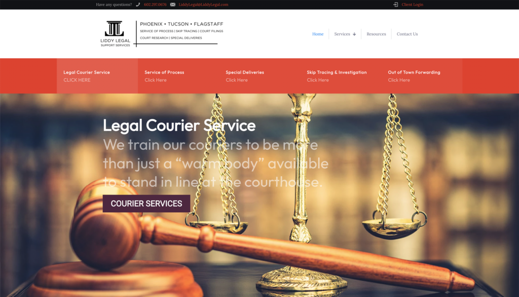 Homepage of LiddyLegal