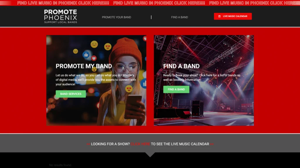 Homepage of Promote Phoenix